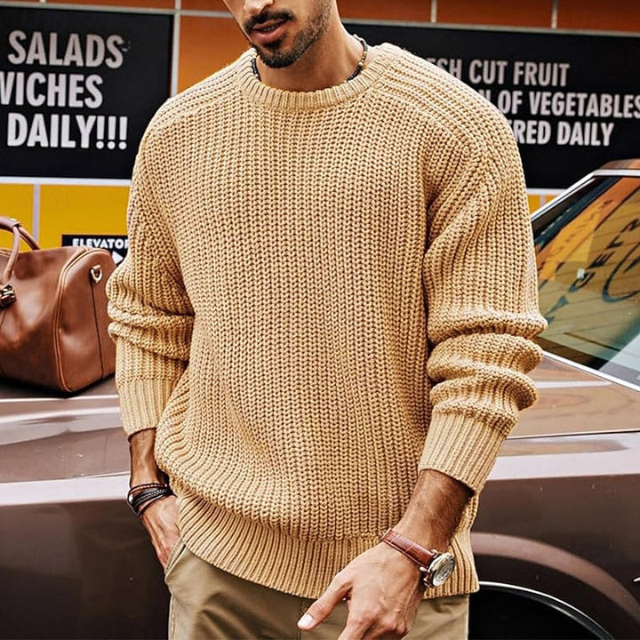 Men's Crewneck Ribbed Knit Regular Fit Pullover Sweater