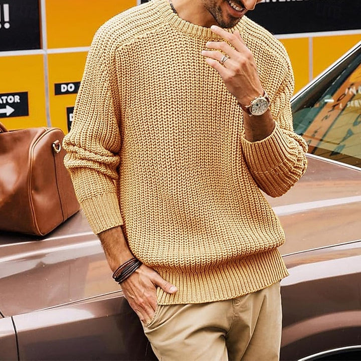 Men's Crewneck Ribbed Knit Regular Fit Pullover Sweater