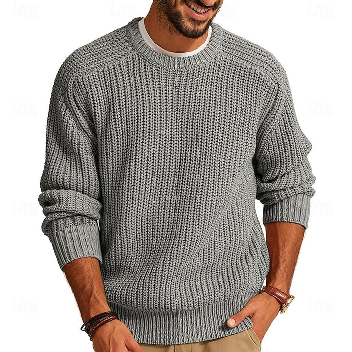 Men's Crewneck Ribbed Knit Regular Fit Pullover Sweater