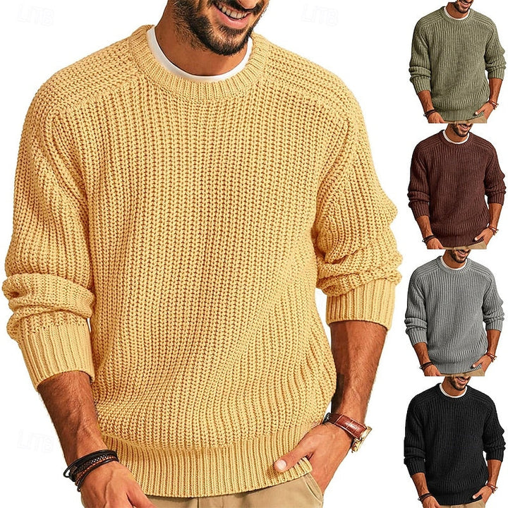 Men's Crewneck Ribbed Knit Regular Fit Pullover Sweater