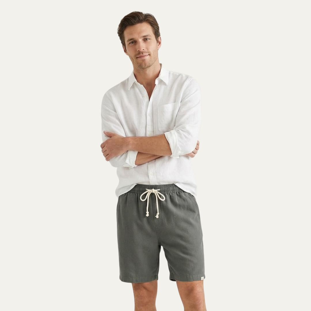Men's Drawstring Linen Shorts Lightweight Casual Beach Summer