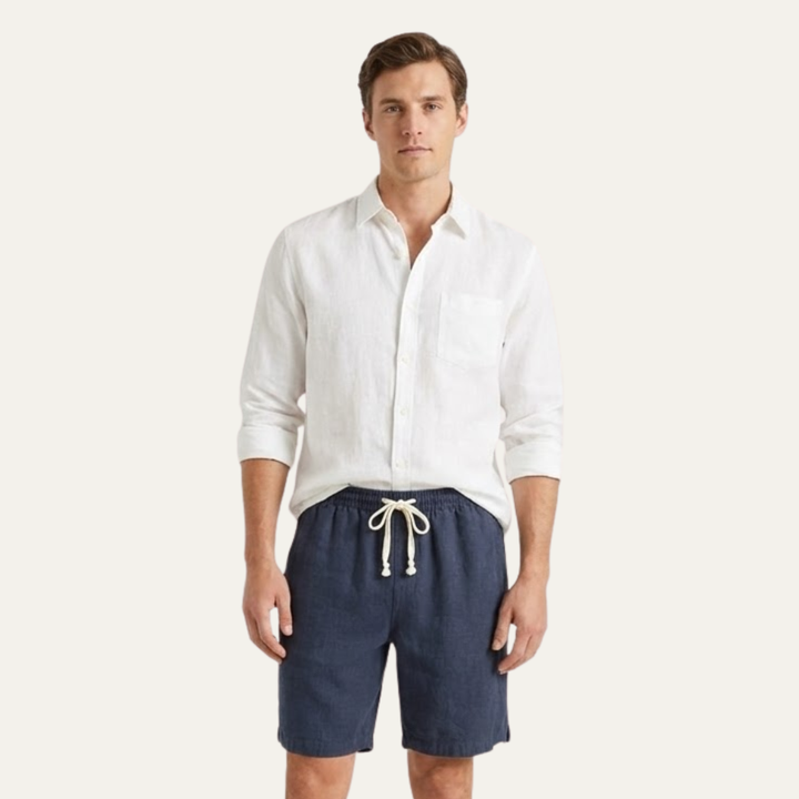 Men's Drawstring Linen Shorts Lightweight Casual Beach Summer