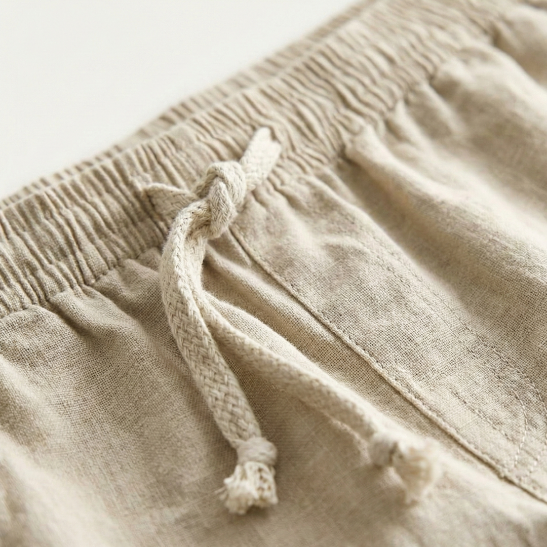 Men's Drawstring Linen Shorts Lightweight Casual Beach Summer