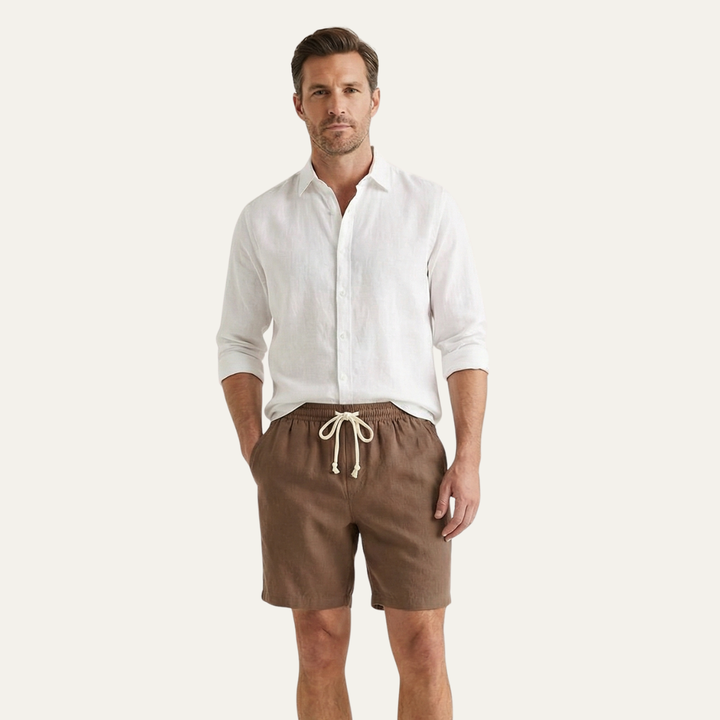 Men's Drawstring Linen Shorts Lightweight Casual Beach Summer