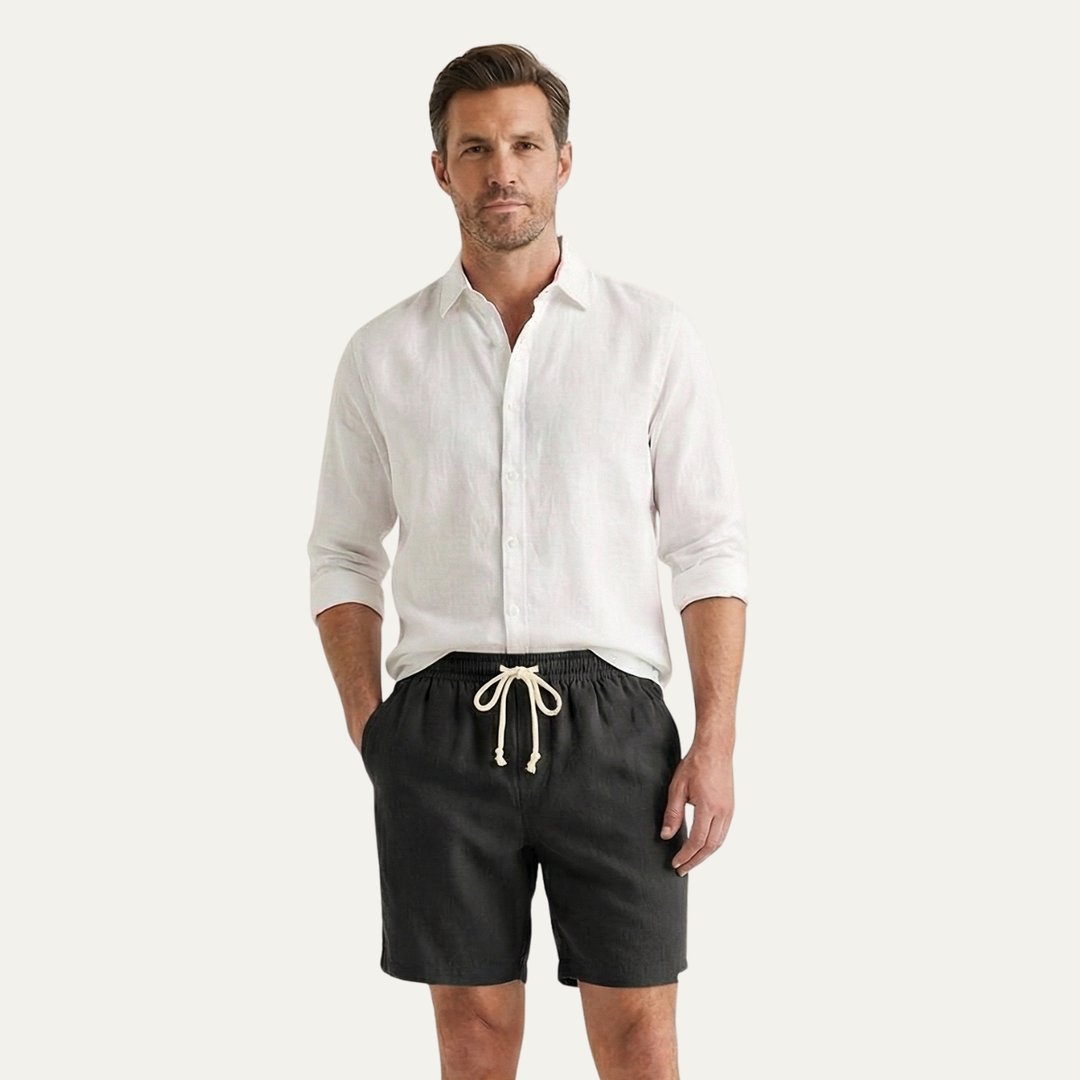 Men's Drawstring Linen Shorts Lightweight Casual Beach Summer
