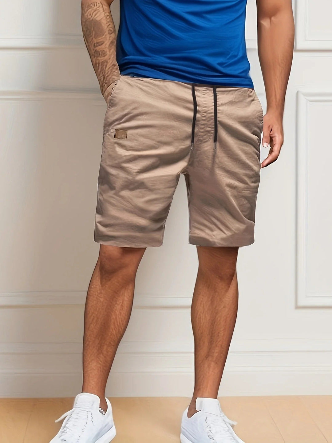 Men's Elastic Waist Cargo Shorts, Multi-Pocket Relaxed Summer