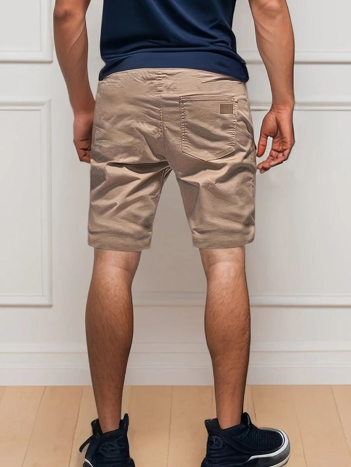 Men's Elastic Waist Cargo Shorts, Multi-Pocket Relaxed Summer