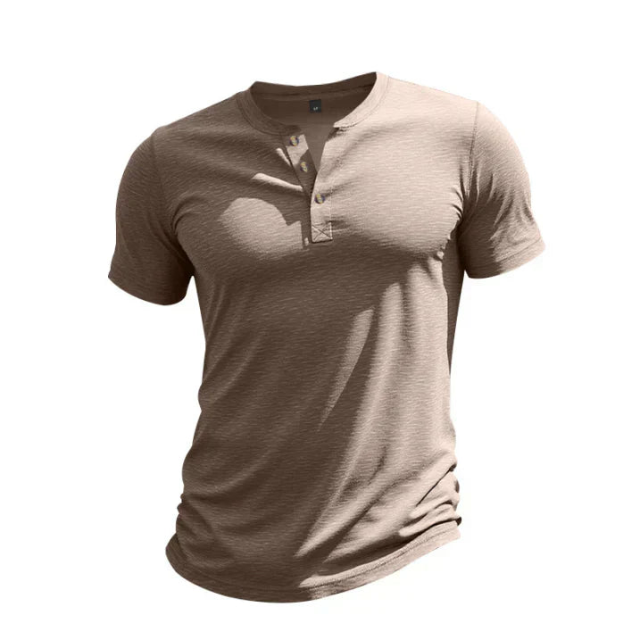 Men's Henley Shirt - Short Sleeve Button Placket Summer Top