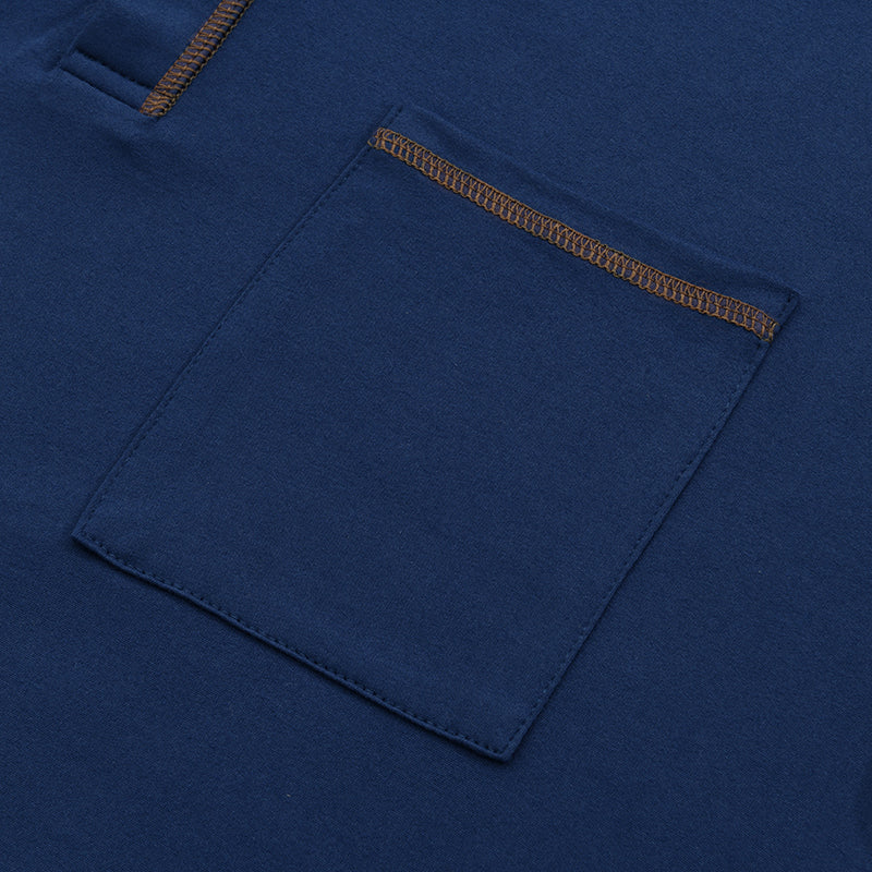 Men's Henley Shirt Short Sleeve Chest Pocket Casual Summer
