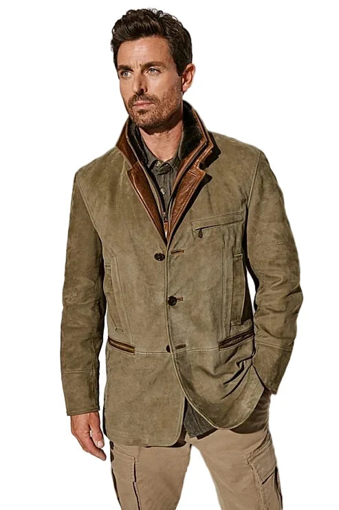 Men's Khaki Vintage Style Button Up Casual Jacket