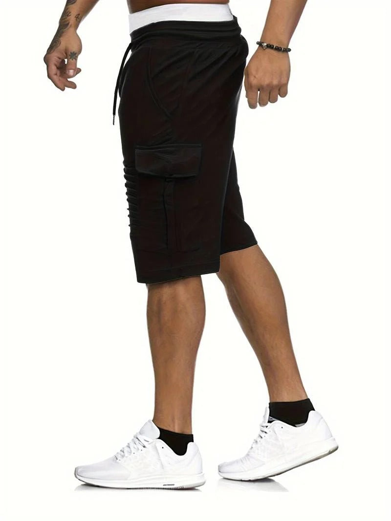 Men's Knee-Length Cargo Shorts, Multi-Pocket Relaxed Summer Fit