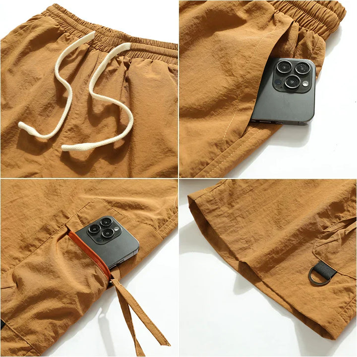 Men's Lightweight Cargo Shorts, Elastic Waist Summer Utility Shorts