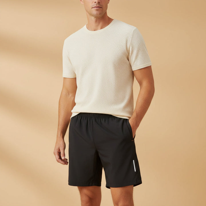 Men's Lightweight Running Shorts Drawstring Zip Pockets Summer Gym