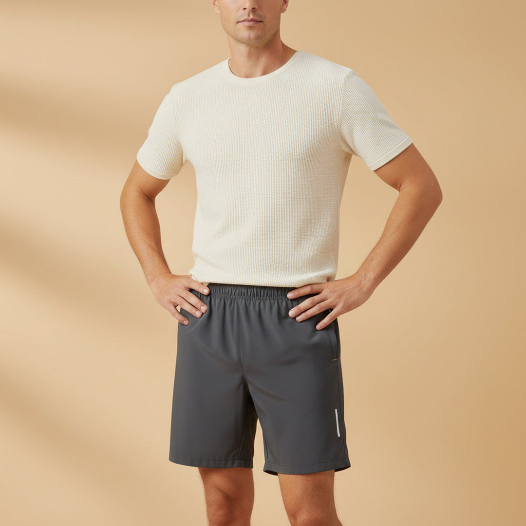 Men's Lightweight Running Shorts Drawstring Zip Pockets Summer Gym