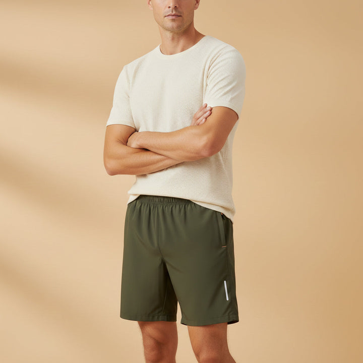 Men's Lightweight Running Shorts Drawstring Zip Pockets Summer Gym