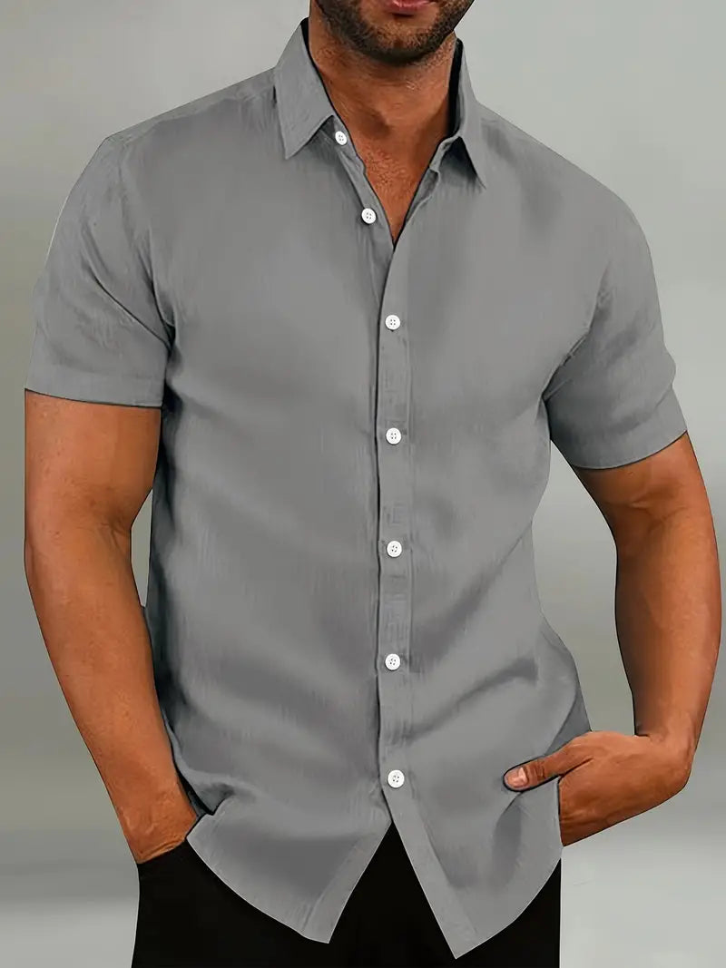 Men's Lightweight Short Sleeve Button Up Shirt Casual Summer