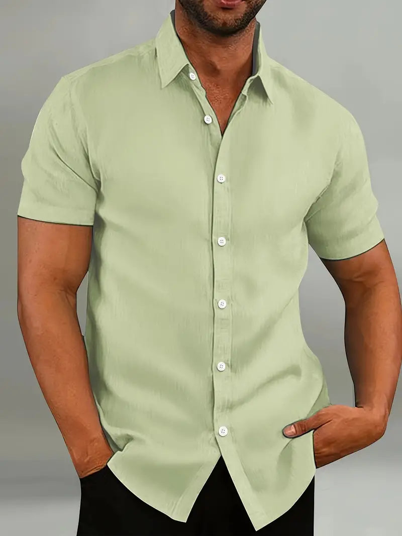 Men's Lightweight Short Sleeve Button Up Shirt Casual Summer