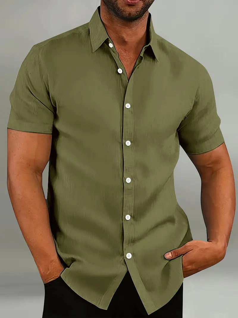 Men's Lightweight Short Sleeve Button Up Shirt Casual Summer