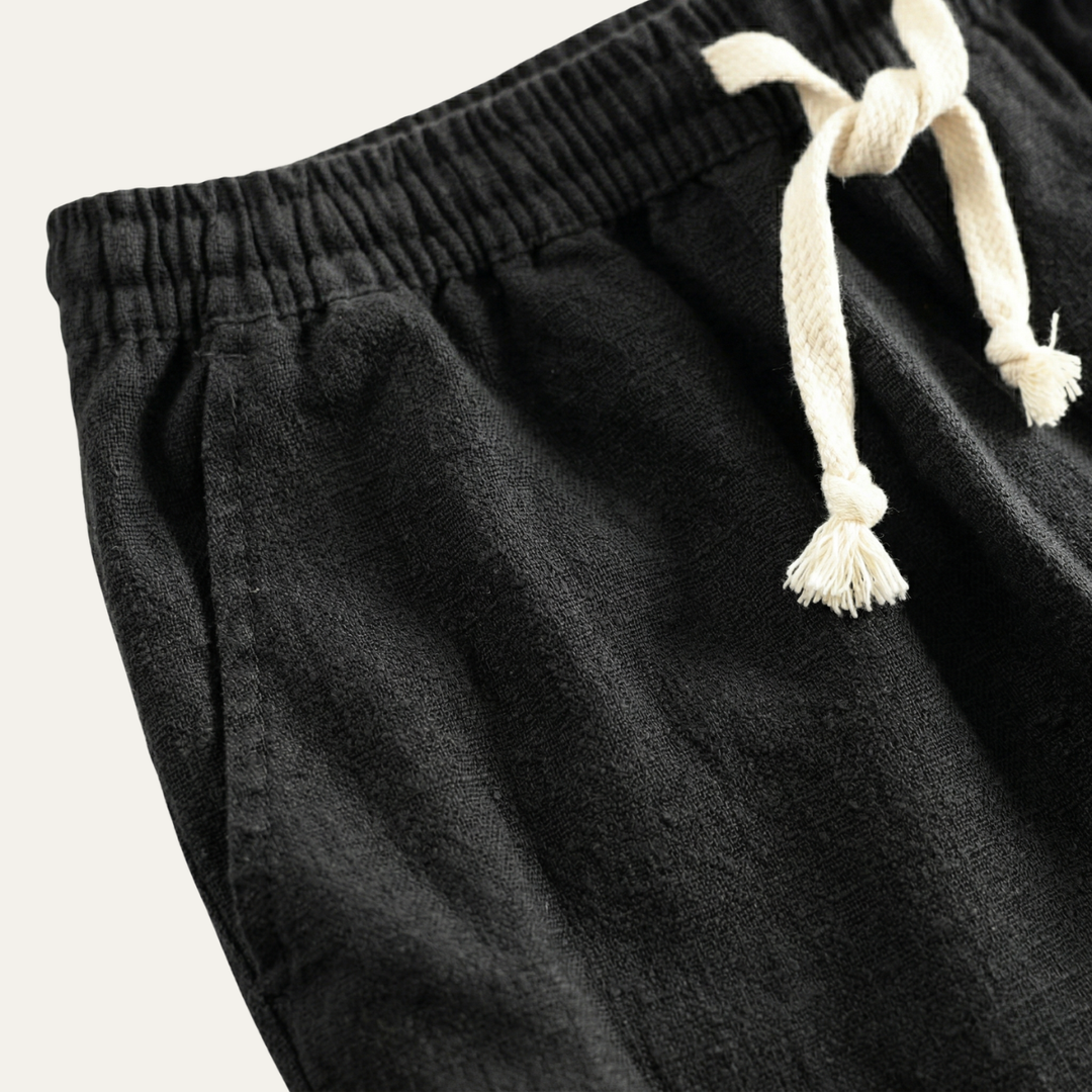 Men's Linen Beach Shorts Drawstring Lightweight Casual Summer