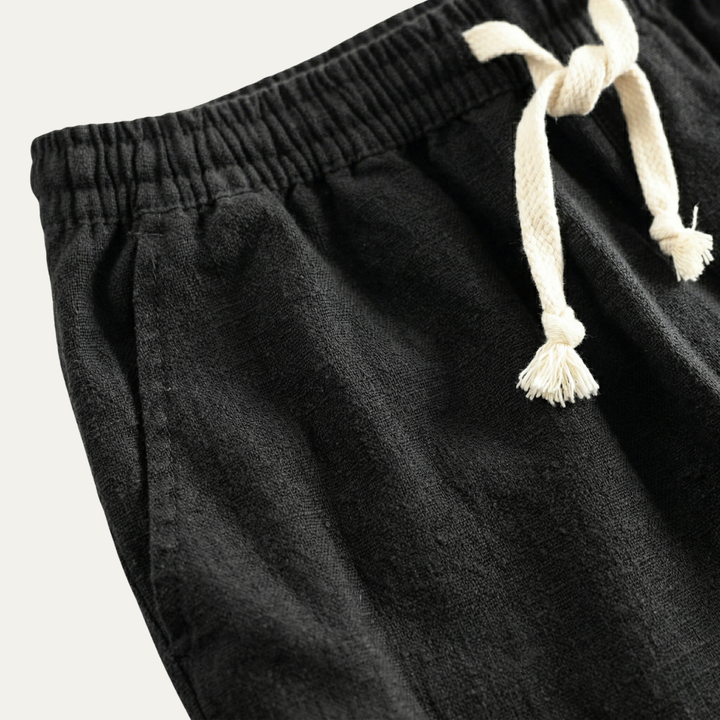 Men's Linen Beach Shorts Drawstring Lightweight Casual Summer