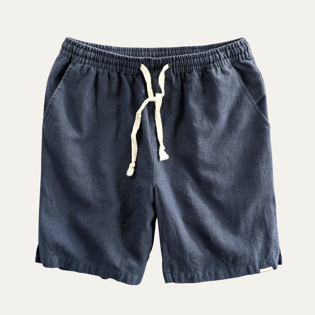 Men's Linen Beach Shorts Drawstring Lightweight Casual Summer