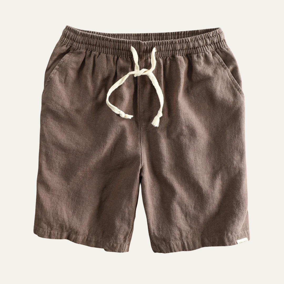 Men's Linen Beach Shorts Drawstring Lightweight Casual Summer