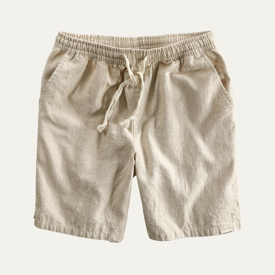 Men's Linen Beach Shorts Drawstring Lightweight Casual Summer