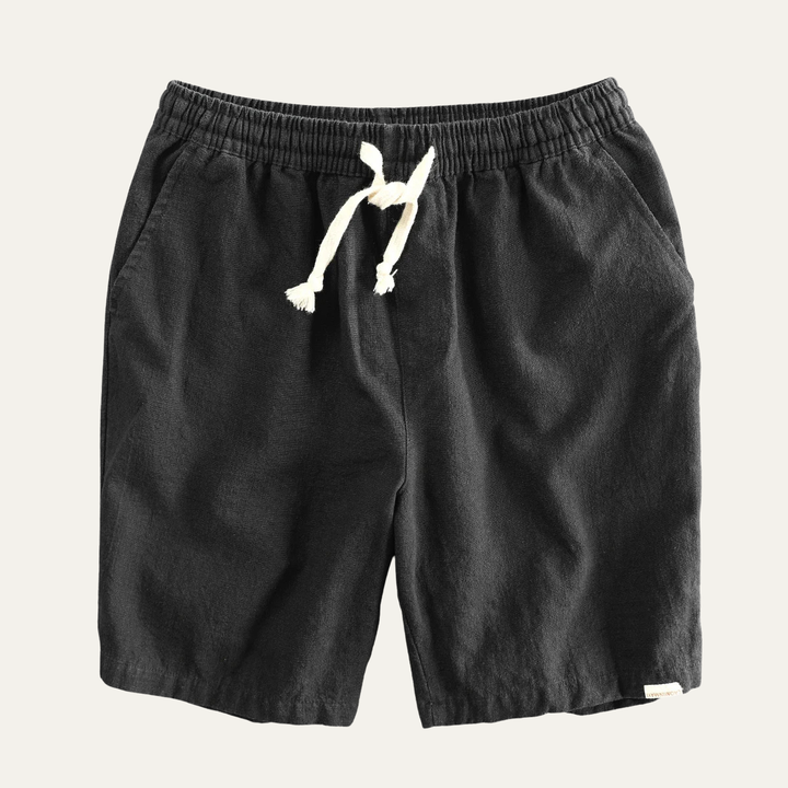 Men's Linen Beach Shorts Drawstring Lightweight Casual Summer