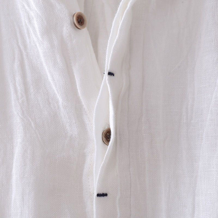 Men's Linen Blend Short Sleeve Button Front Summer Shirt