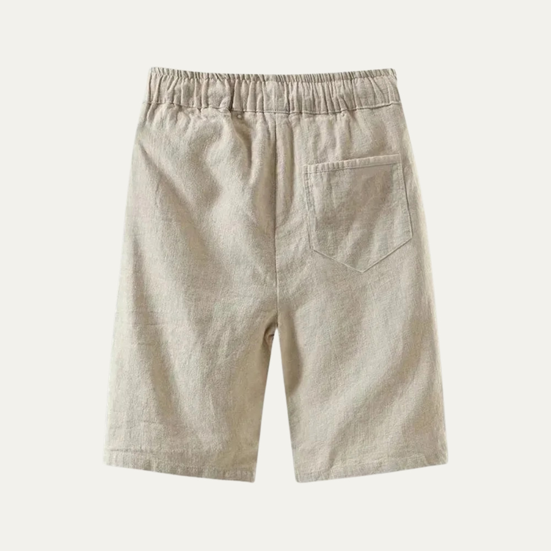 Men's Linen Knee Length Shorts Drawstring Beach Casual Summer