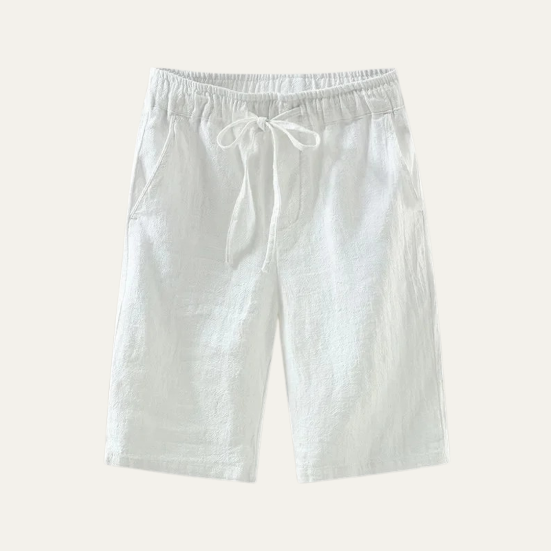 Men's Linen Knee Length Shorts Drawstring Beach Casual Summer