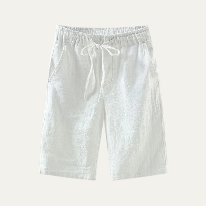 Men's Linen Knee Length Shorts Drawstring Beach Casual Summer