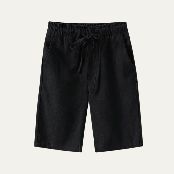 Men's Linen Knee Length Shorts Drawstring Beach Casual Summer