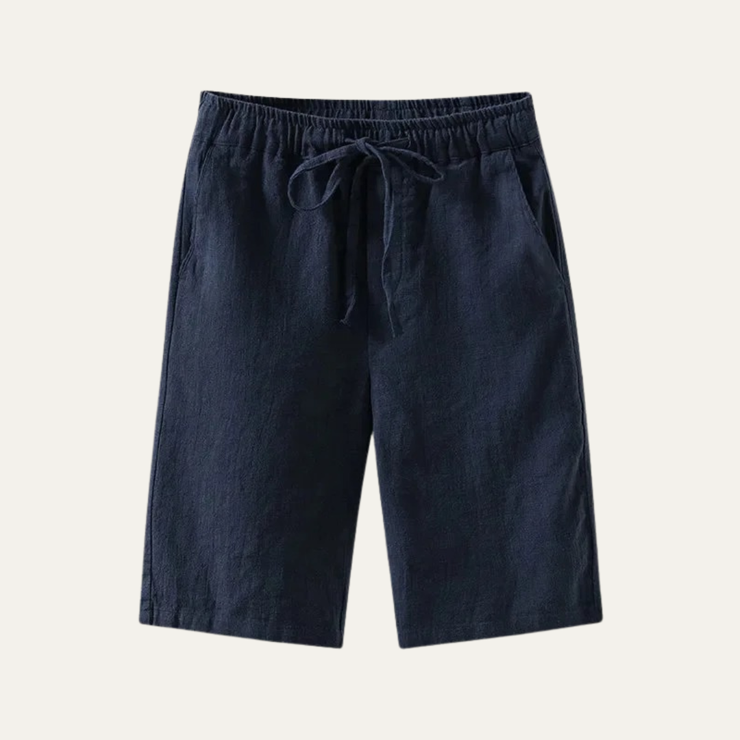 Men's Linen Knee Length Shorts Drawstring Beach Casual Summer