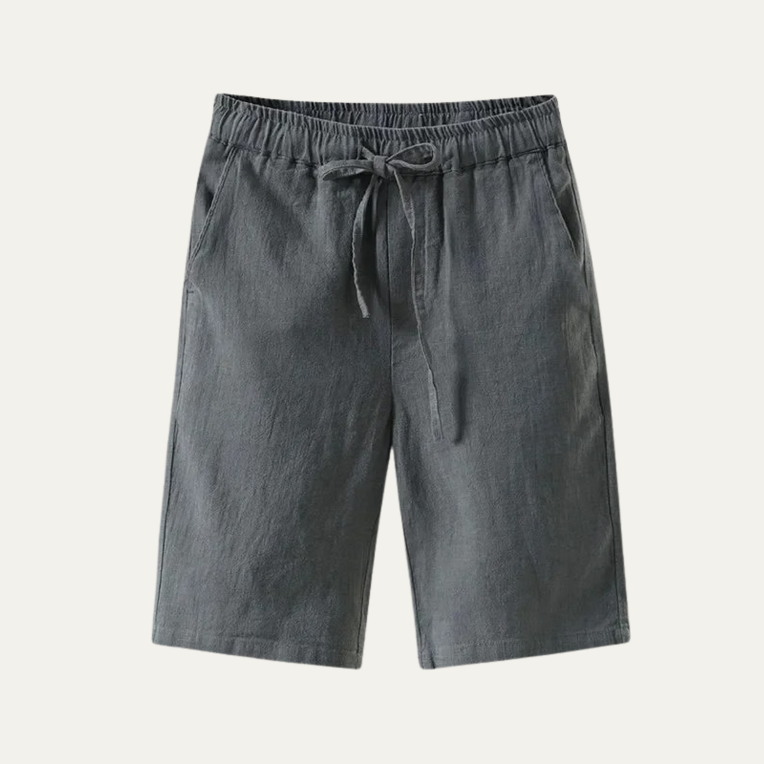 Men's Linen Knee Length Shorts Drawstring Beach Casual Summer