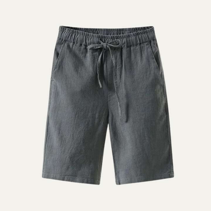 Men's Linen Knee Length Shorts Drawstring Beach Casual Summer