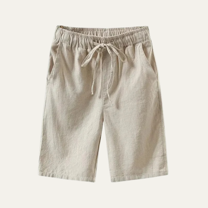 Men's Linen Knee Length Shorts Drawstring Beach Casual Summer