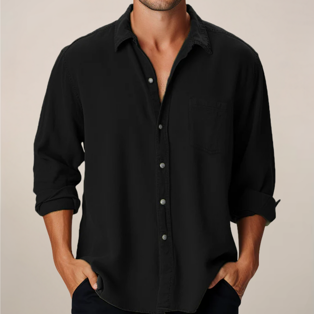 Men's Linen Long Sleeve Button Up Shirt Smart Casual Summer