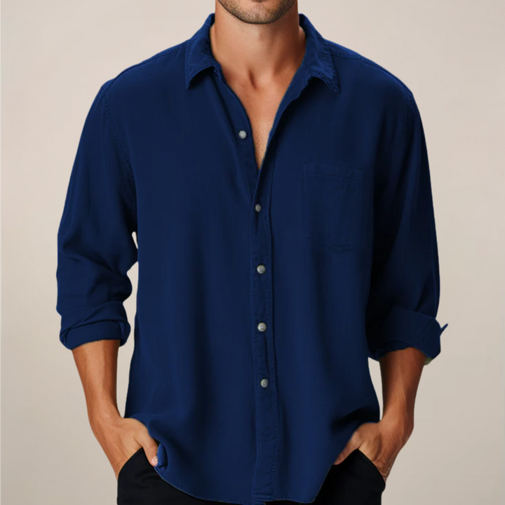 Men's Linen Long Sleeve Button Up Shirt Smart Casual Summer