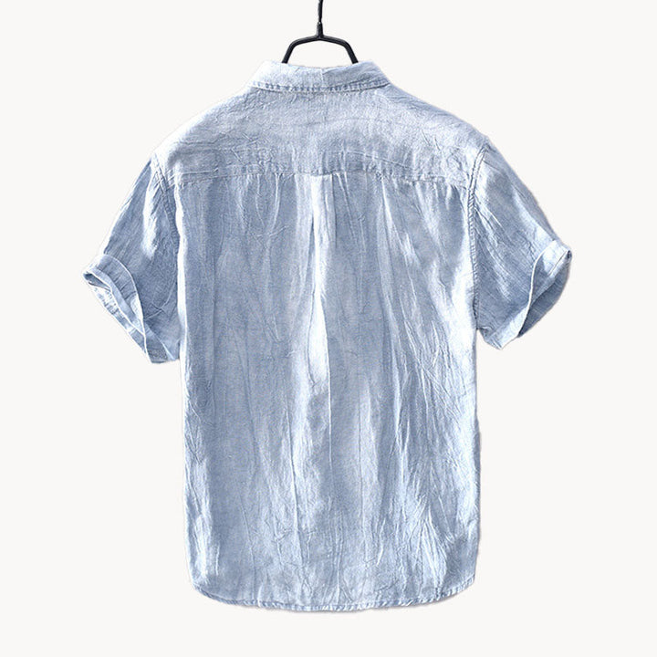 Men's Linen Shirt Short Sleeve Button Up Beach Casual Summer