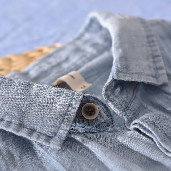 Men's Linen Shirt Short Sleeve Button Up Beach Casual Summer