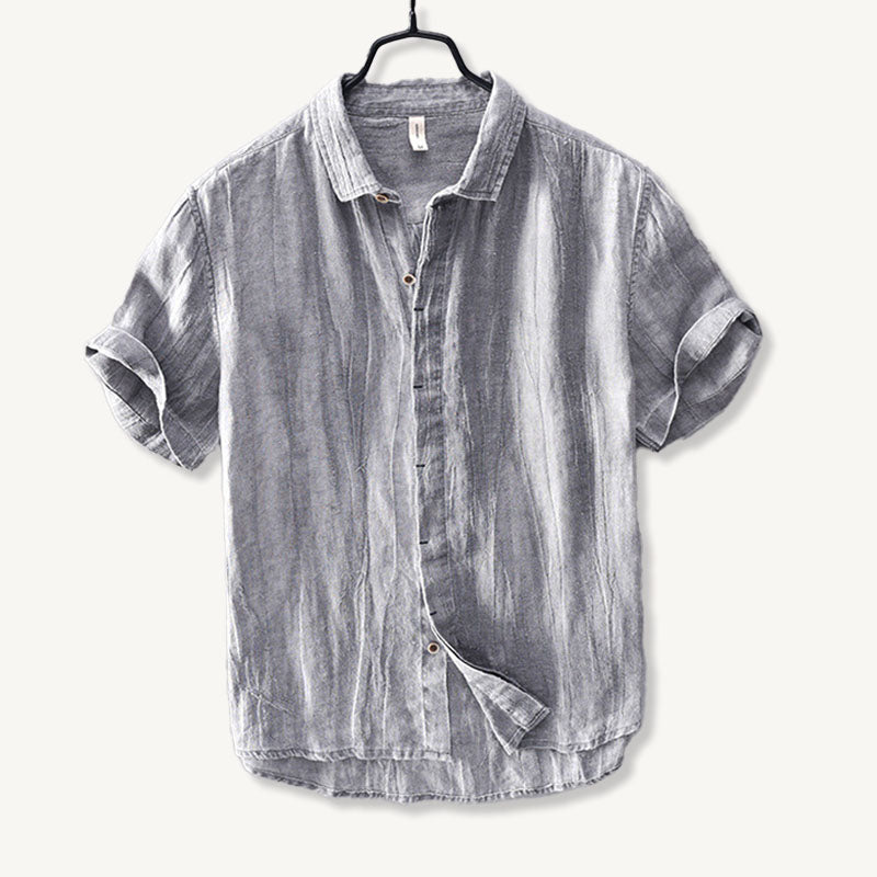 Men's Linen Shirt Short Sleeve Button Up Beach Casual Summer