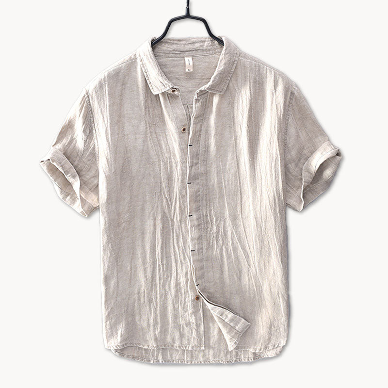 Men's Linen Shirt Short Sleeve Button Up Beach Casual Summer