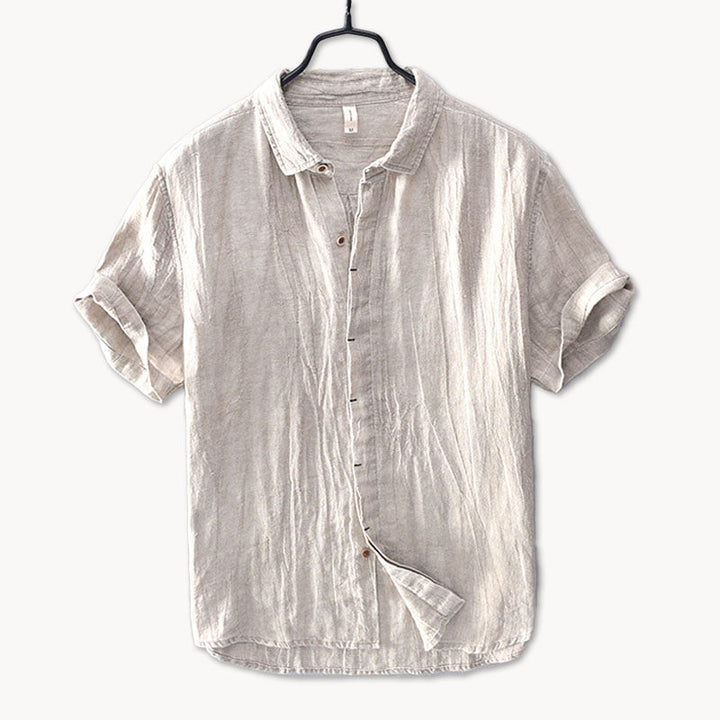 Men's Linen Shirt Short Sleeve Button Up Beach Casual Summer