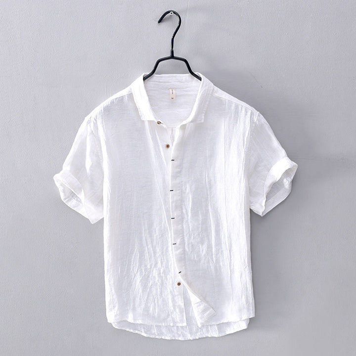 Men's Linen Shirt Short Sleeve Button Up Beach Casual Summer