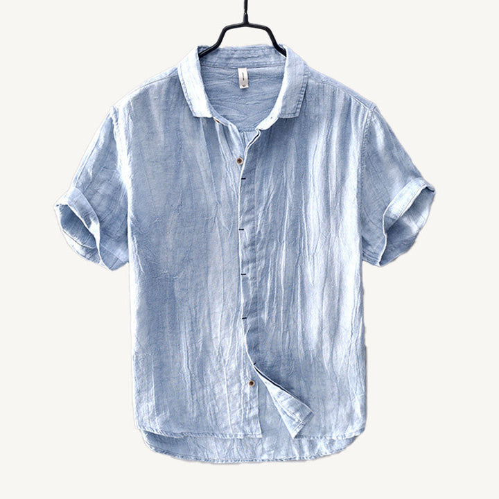 Men's Linen Shirt Short Sleeve Button Up Beach Casual Summer