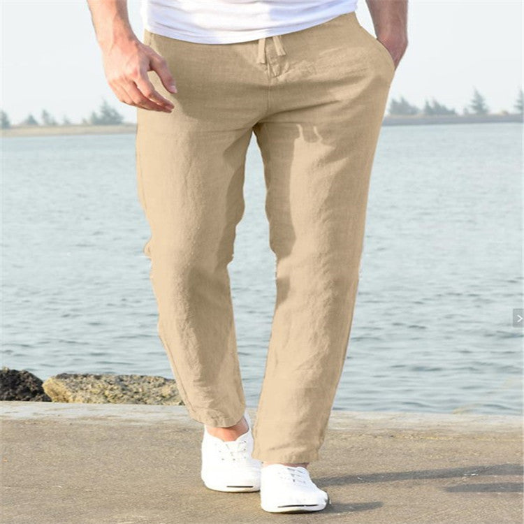 Men's Linen Slacks Relaxed Straight Leg Summer Trousers