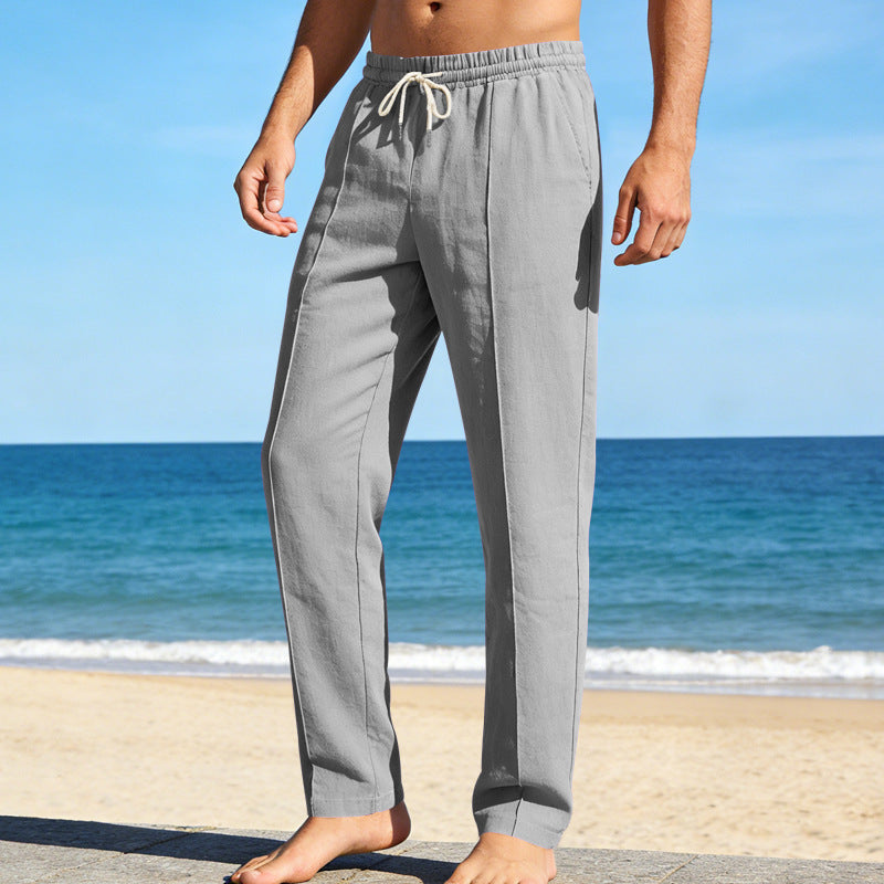 Men's Linen Slacks Straight Leg Casual Summer Trousers