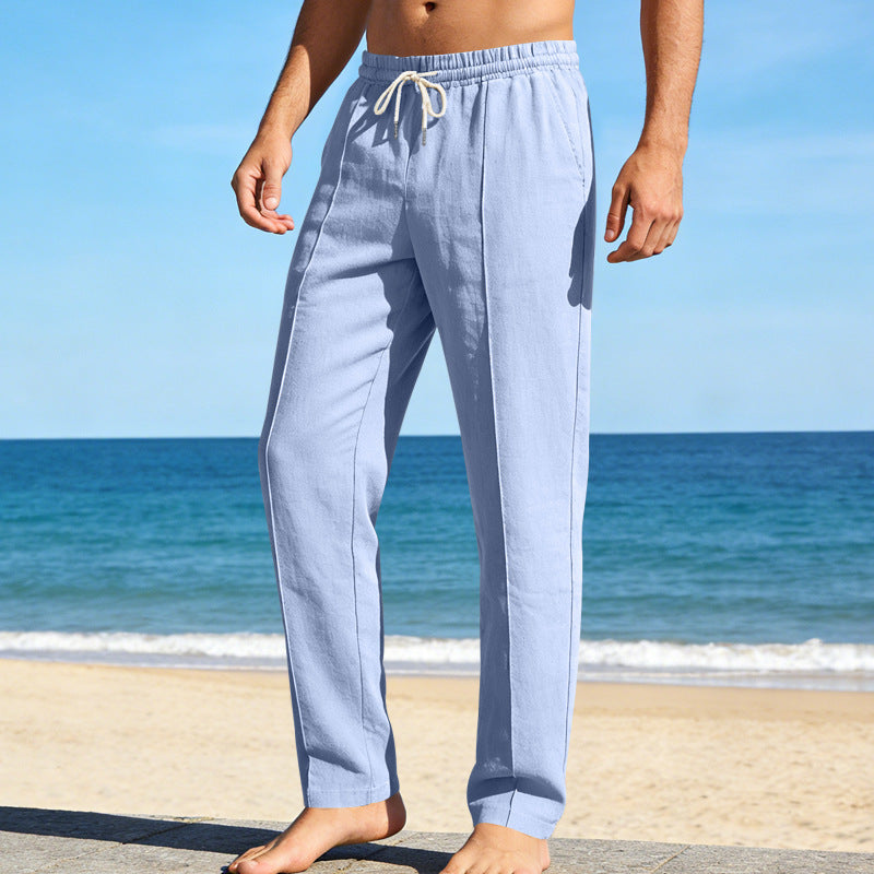 Men's Linen Slacks Straight Leg Casual Summer Trousers