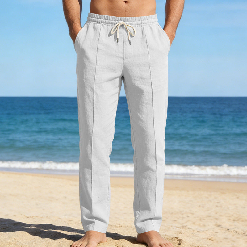 Men's Linen Slacks Straight Leg Casual Summer Trousers